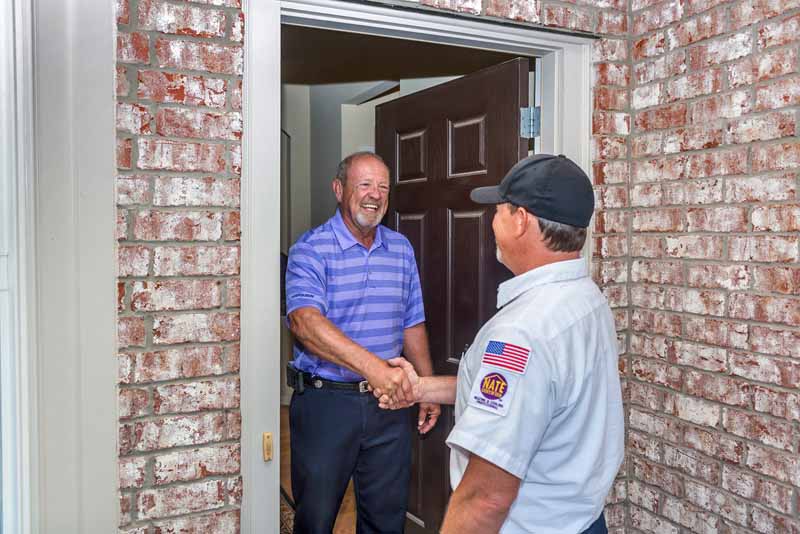 dealer arrives at customer home