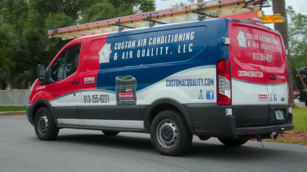 Branded service truck en route to a client for HVAC maintenance 1024x576 1