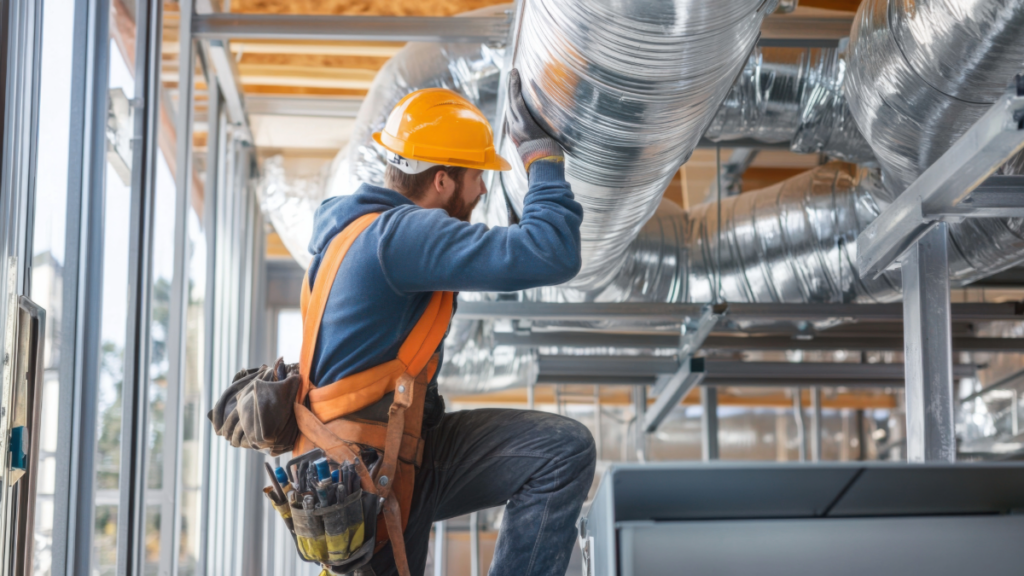 an hvac technician inspecting the ductwork of a healthcare facilitiys hvac system 1024x576 1