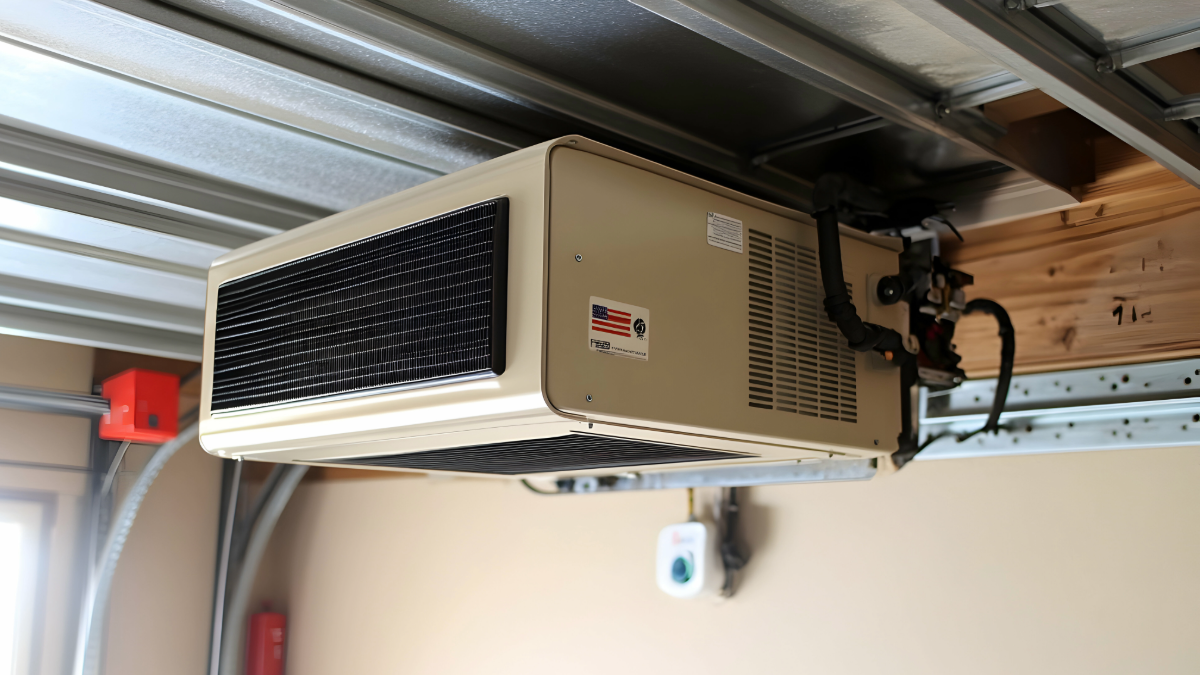 a garage ac unit installed by custom ac and air quality llc